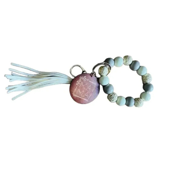 MAMA  beaded boho style bracelet tassle  keychain   New - Picture 1 of 3